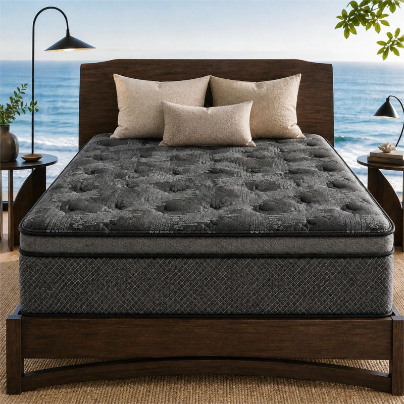 Matelas hybride mi-ferme 14 po avec ressorts ensachés et mousse rafraîchissante en gel Evann, 14" Deluxe, Très grand lit