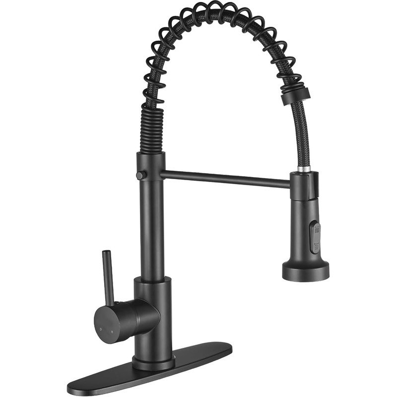 Matte Black Stainless Steel Single Handle Pull Out Kitchen Faucet