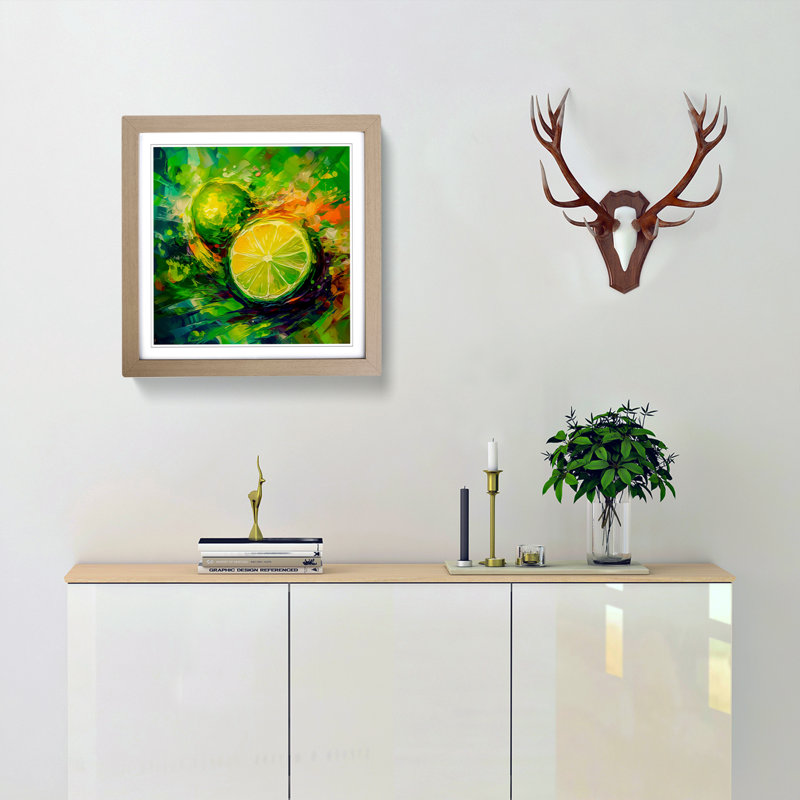 Lime Fruit Impressionism - Framed Print, Oak
