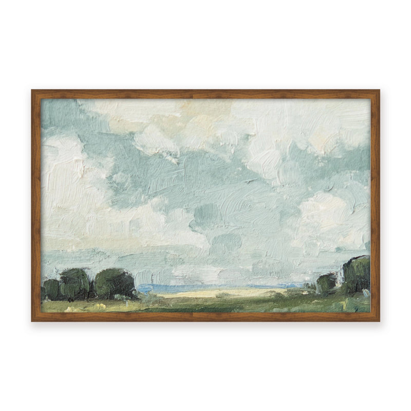 Nature Inspired Golden Meadows: A Serene Landscape Composition, 24" H x 36" W x 1.125" D, Framed Print, Brown