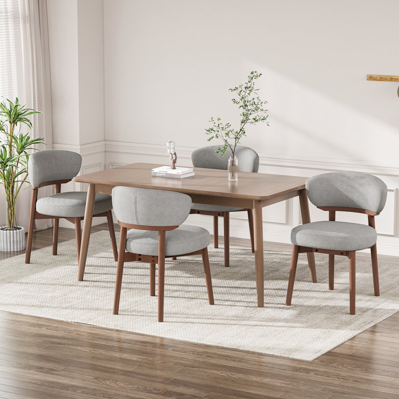 Upholstered Solid Wood Dining Chair, Dark Gray