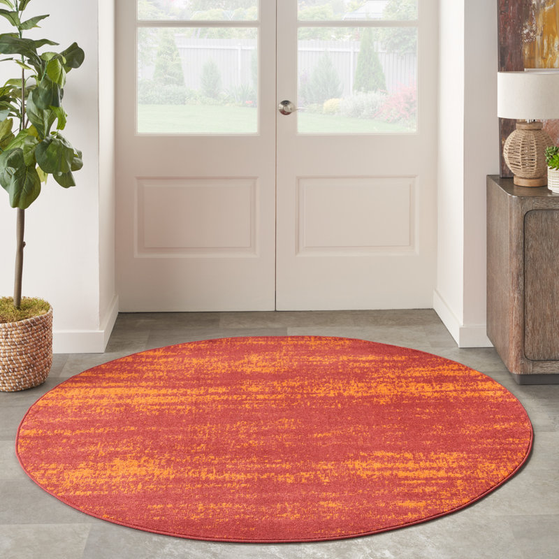 Tapis rouge intérieur / extérieur Nourison Essentials, Rond 4 pi