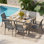 Ensemble repas d'extérieur en aluminium 7 pièces Abshire, table et chaises d'extérieur pour 6 personnes avec plateau HDPS rectangulaire, ensemble repas pour patio toutes saisons pour cour, terrasse et jardin