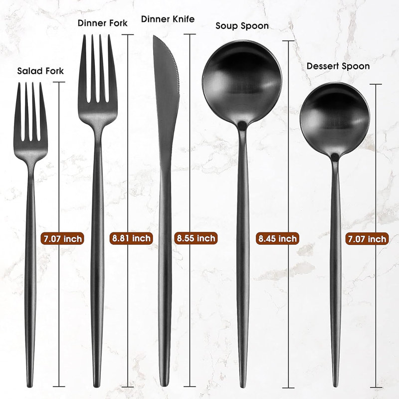 Orren Ellis Akosha Stainless Steel Flatware Set - Service for 12, Black