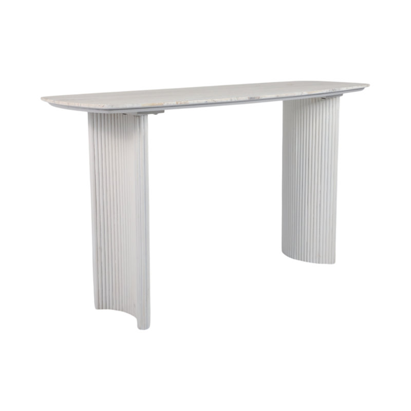 Sagebrook Home 60" Catalina Travertine & Fluted Wood Console Table