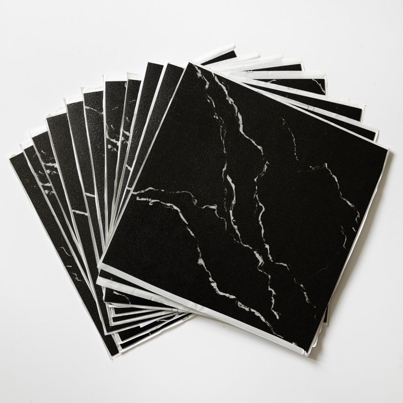 Black Marble 30.48 x 30.48cm Self-adhesive Vinyl Floor Tiles Pack 11 (1sqm)