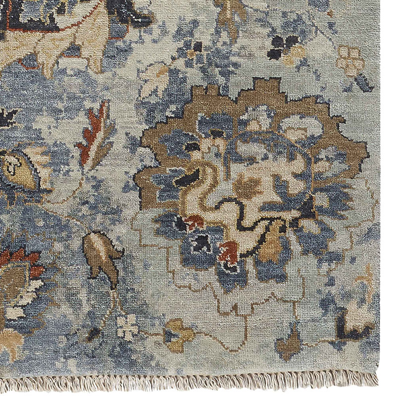 Kyril Performance Hand Knotted Wool Floral Rug, Rectangle 5'6" x 8'6"