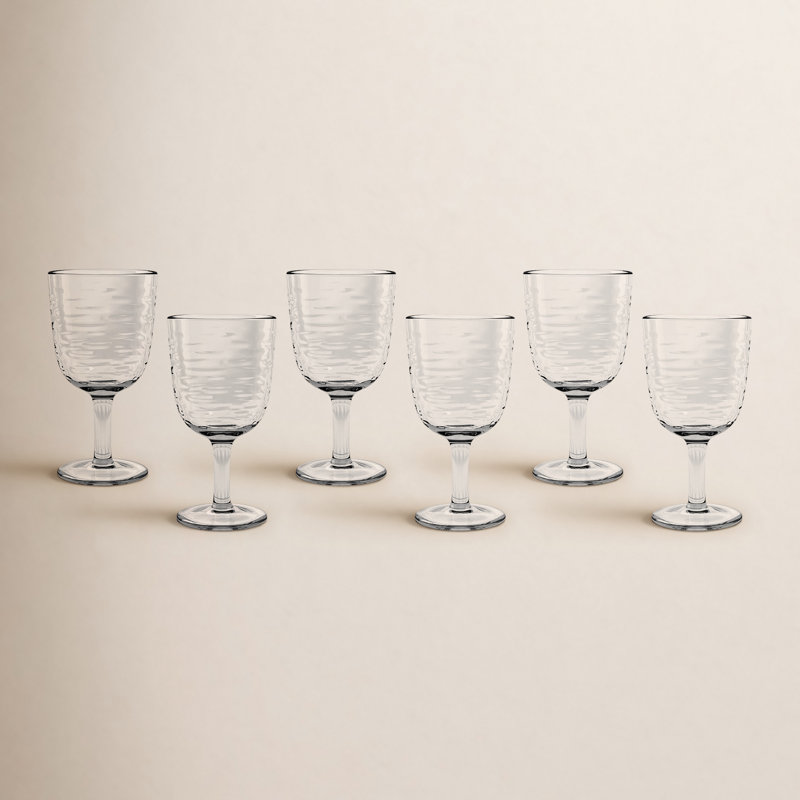 6 pièces Celise 6,9 oz Ensemble de verres à pied en acrylique, Transparent / clair