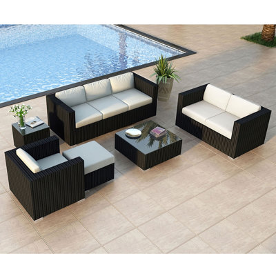 Suffern 5 Piece Sofa Seating Group with Sunbrella Cushions -  Wade Logan®, C6DAD52F5A664D65BFC6FCD91ADD69D7