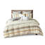 Housse de couette confortable en coton avec des rayures jaunes et grises et des taies décoratives 100%