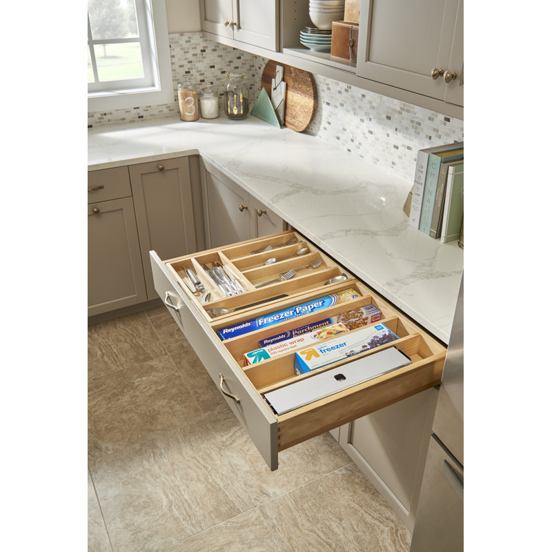 Wood Base Cabinet Two-Tier Replacement Drawer System W/ Soft-Close, 4.44" H x 34.5" W x 22.25" D