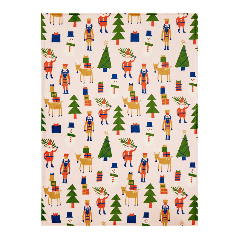 Holiday Characters Printed Plush Throw Blanket