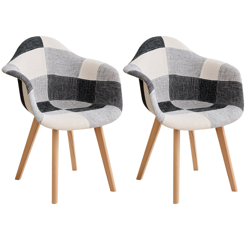 Oakes 39cm H Upholstered Armchair, Black/White/Grey