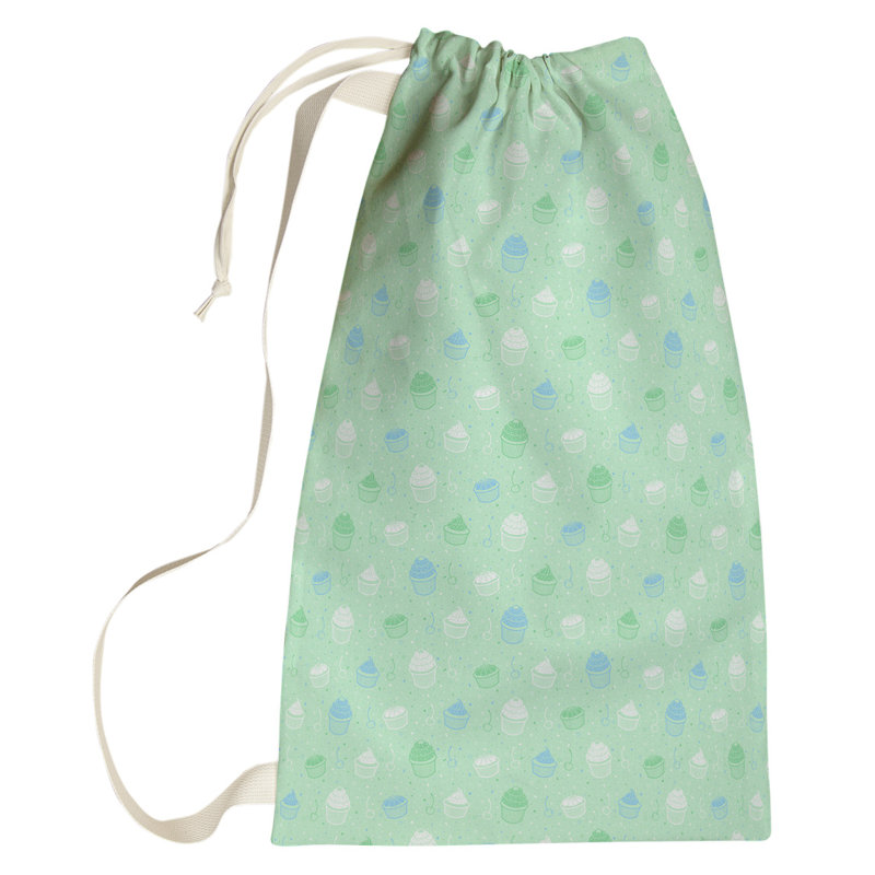 Leffel Fabric Laundry Bag with Handles, Small ( 64" H x 20" W x 1.5" D), Green/Blue
