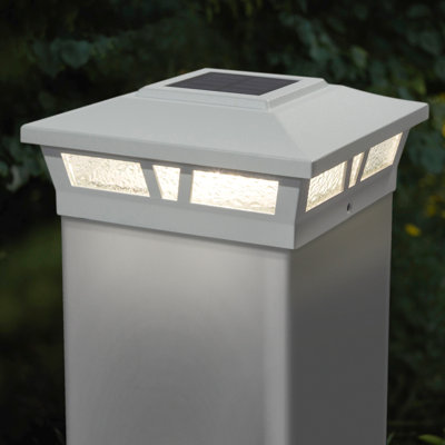 Oxford Solar Powered Integrated LED Aluminium Fence Post Cap Light 6 in. x 6 in. with Base Adapter Included