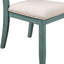 2 chaises rembourrées bleu antique. Hévéa massif, siège en tissu brun clair. Finition thermolaquée. H 38,47 po x l 18,19 po x P 22,86 po, de 2 chaises de 40 po H 20 po x P 25 po