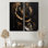 Noir et rose doré III - Art floral mural rose 2 pièces