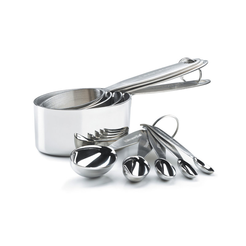 Cuisipro 9 Piece Stainless Steel Measuring Cup & Spoon Set, 4 Cups & 5 Spoons, Stackable Design