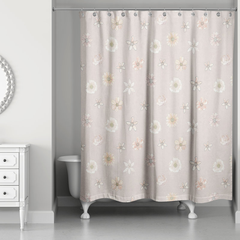 Rideau de douche simple à motif floral, Rougir