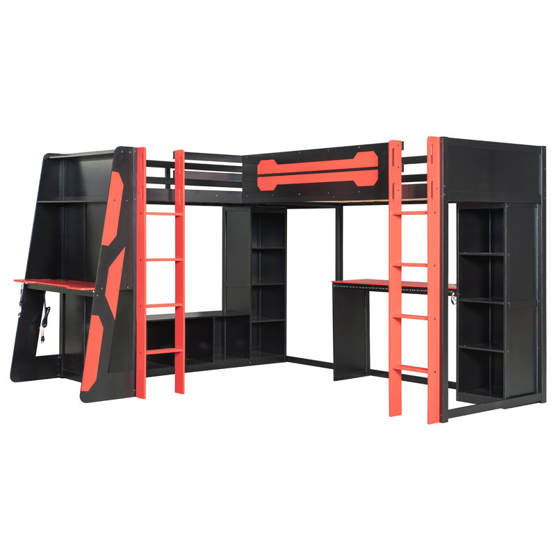 Base de lit de jeu en L Tarna, Rouge