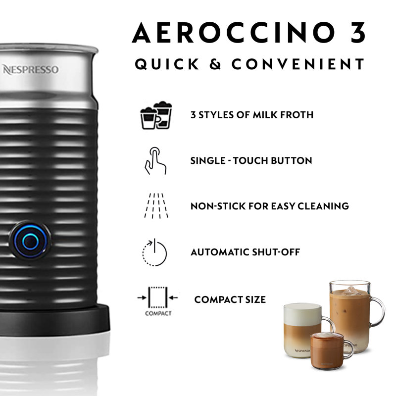 Nespresso Vertuo Next Coffee Pod Machine with Aeroccino Milk Frother by De'Longhi, Grey