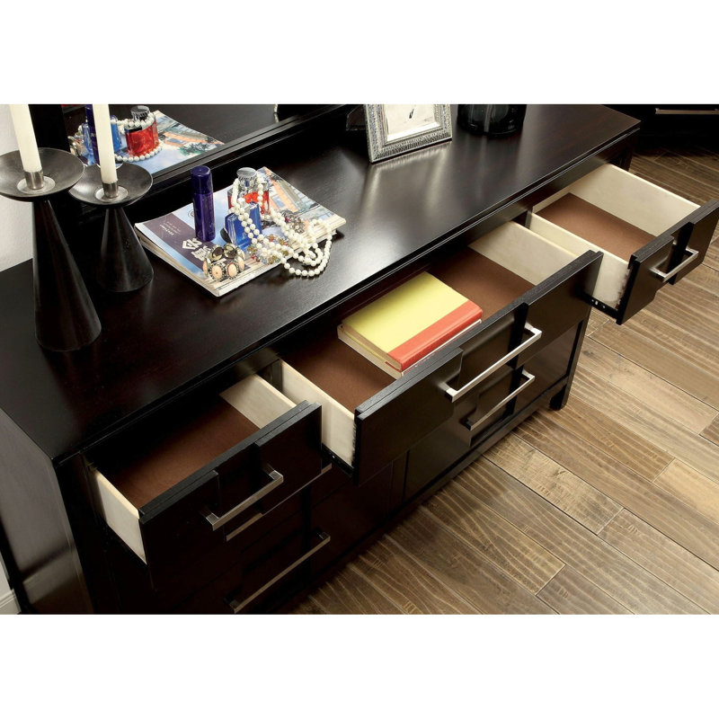 Table de chevet 1pc, 2 tiroirs transitionnels, bois massif et placage, doublée de feutre, table de chevet à installation simple, plateau doublé, attrait visuel