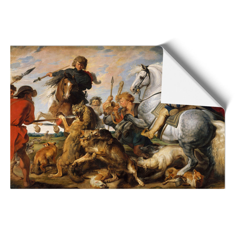 The Wolf and the Fox by Peter Paul Rubens - Unframed Painting, 30cm H x 42cm W x 0.1cm D