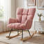 Tufted Upholstered Teddy Fabric Rocking Chair with Metal Frame Blue-1624632375