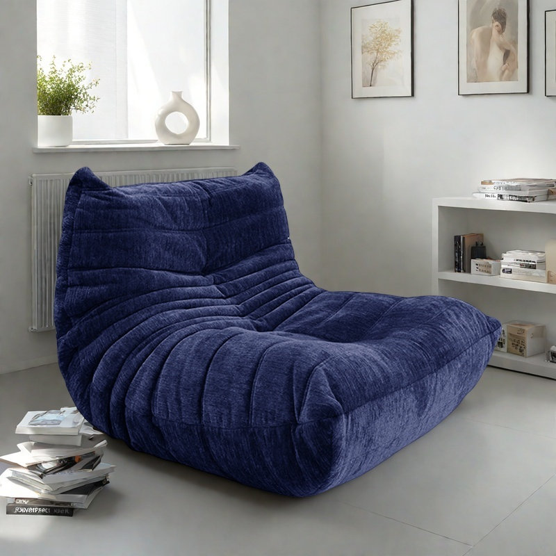 Canapé chenille simple et luxueux, Chenille bleue marine