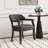 Wexford Collection Mid-Century Modern Upholstered Fabric Dining Chair, Wood Accent Chair with Arms and Casters for Dining Room, Vanity or Office, Velvet-Look Black Dining Chair-96287615-84751110