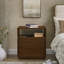 Modern nightstand with charging station,louver design,2 drawers,and open shelf-1868694762