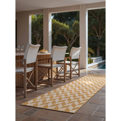 Runner Dequavion Geometric 80cm X 200cm Indoor / Outdoor Area Rug