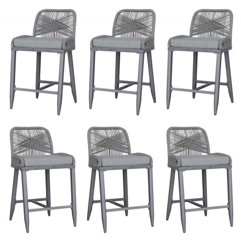 Rope-Woven Counter Height Chair(Set of 2), Gray, 6