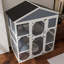Maison pour chat en bois gris avec 2 espaces de couchage, 3 plateformes d'escalade, un coffre-fort et une maison de repos