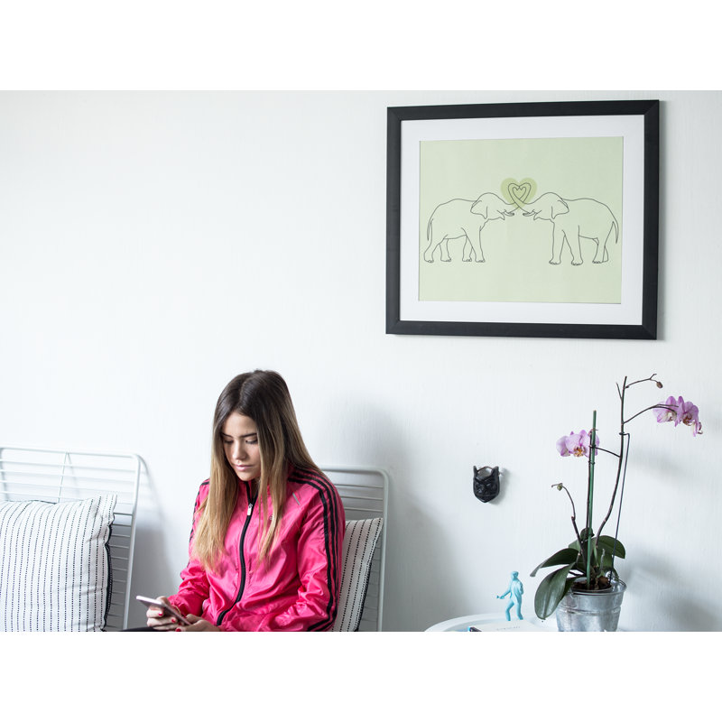 Two Elephants Cute - Single Picture Frame Print