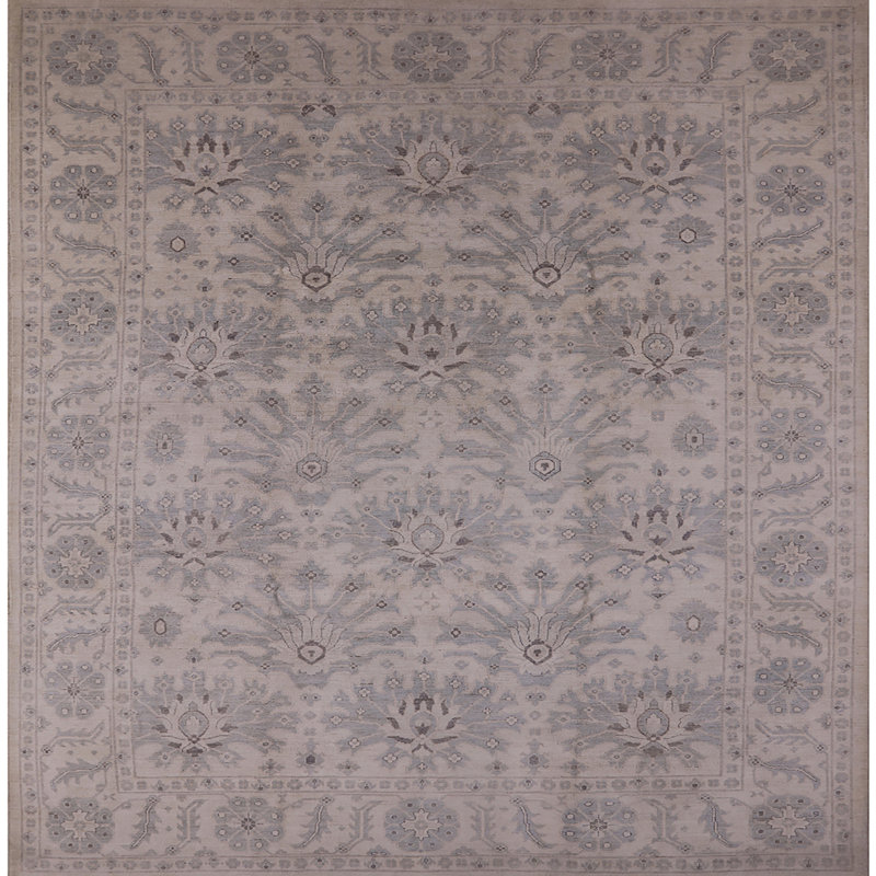 Tapis oriental gris Kurken, Carré 8 pi