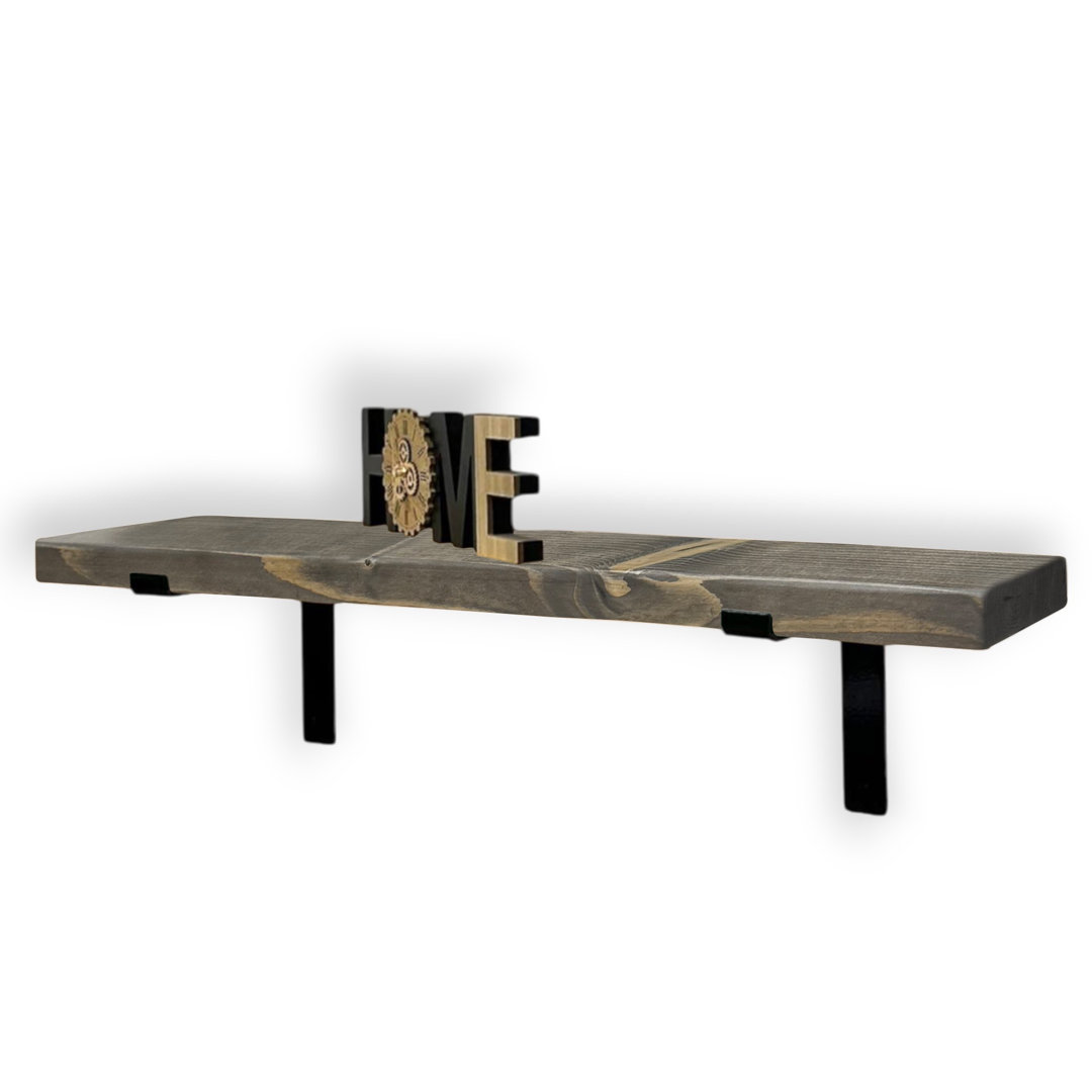 Industrial Scaffold Board Wall Shelf Down Lipped Metal Brackets Included For Bedroom