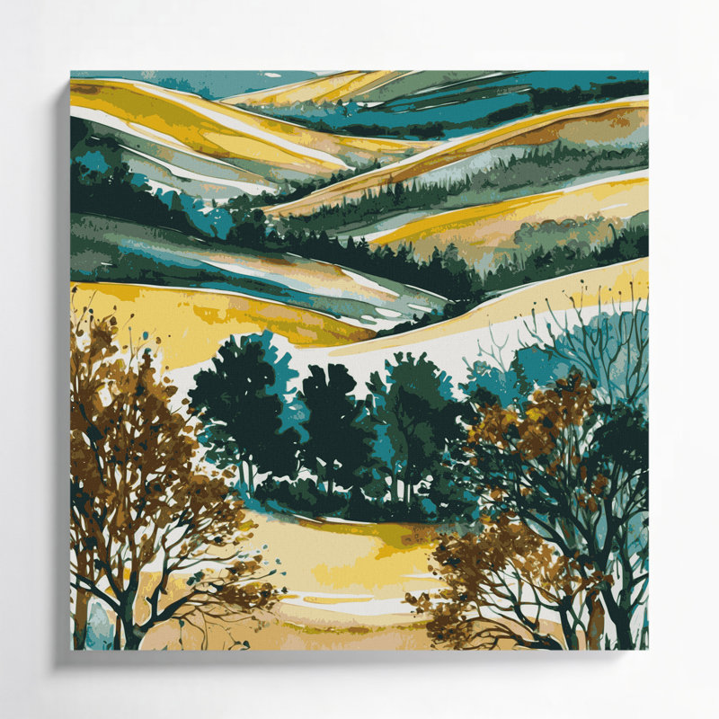 Aquarelle, paysage, 78, toile beige