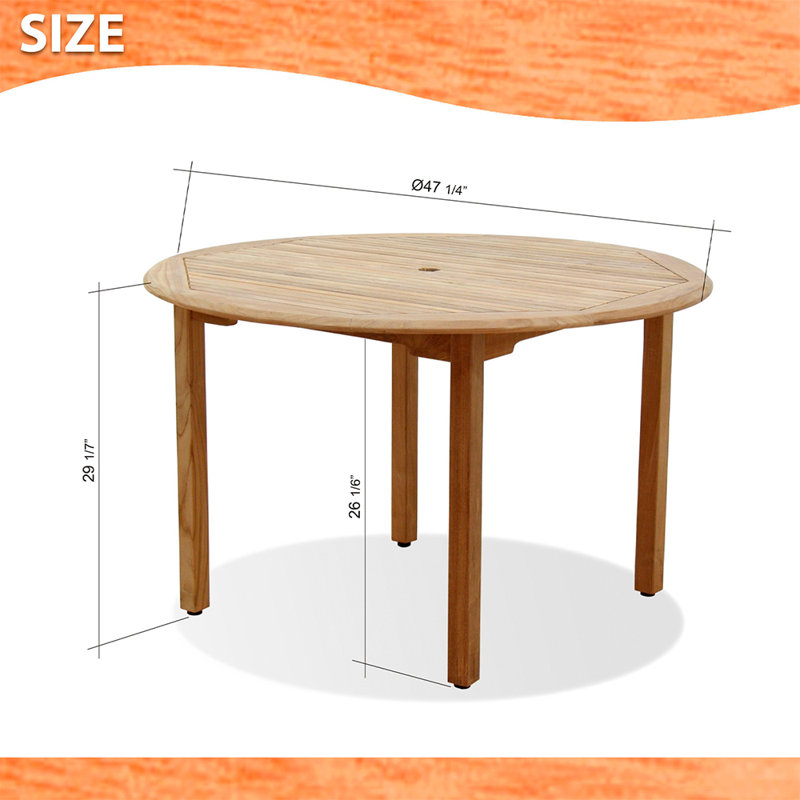 Audre Round Teak Outdoor Dining Table