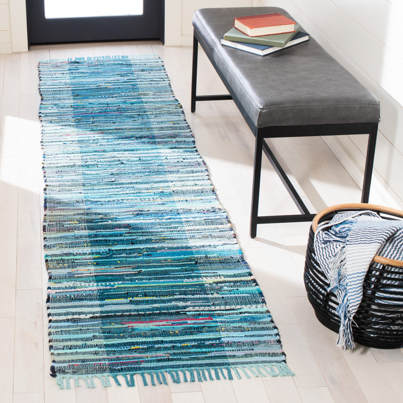 Tapis à rayures en coton tissé à plat Mcleod, Tapis de couloir 2 pi 3 po x 9 pi
