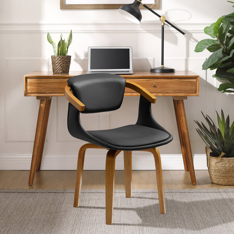 Chaise de travail en similicuir Breckston, Noir mat, Brun