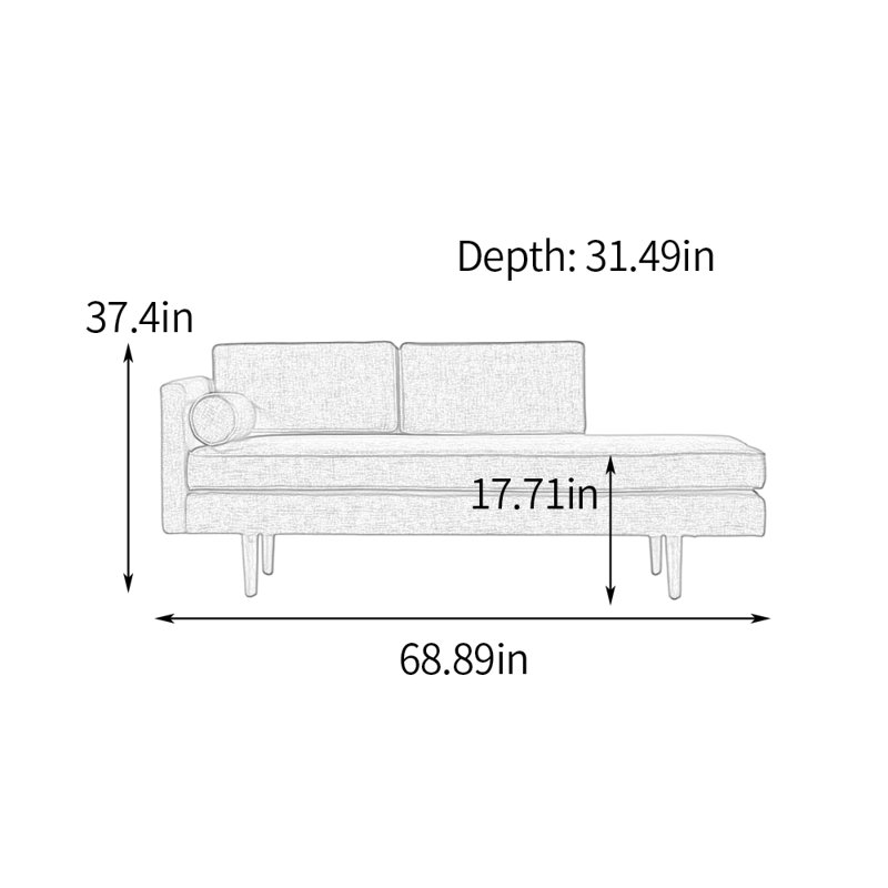Méridiennes d'intérieur décontractées Vintage, Orienté à gauche (vu de face), Beige