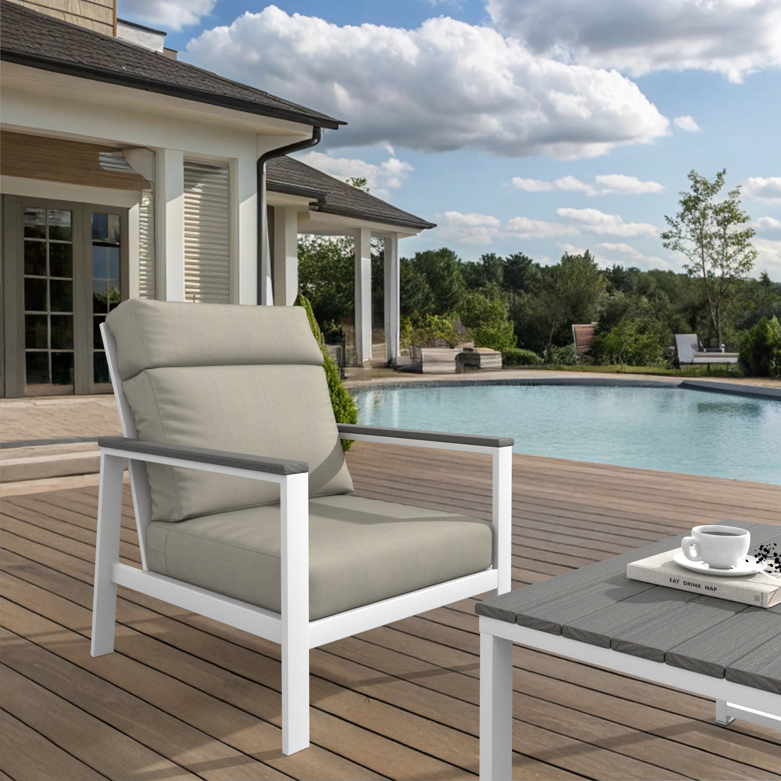 Townsend Sunbrella® Patio Lounge Chair, Spectrum Dove