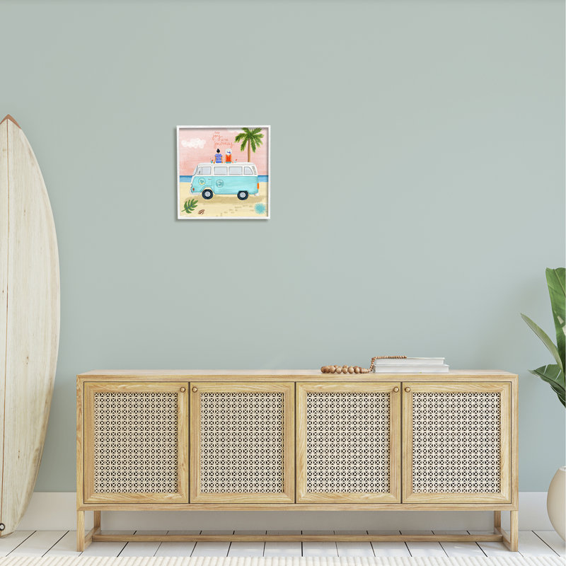 Joie dans le voyage, H 17 po x l 17 po x P 1,5 po, Giclée encadrée blanc bord de mer