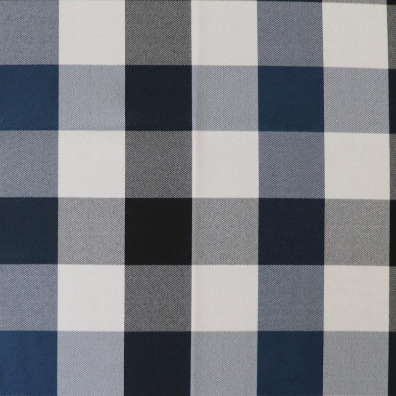 Cantonnière à carreaux sur mesure, Noir / bleu marine / blanc, L 9 po x L 120 po