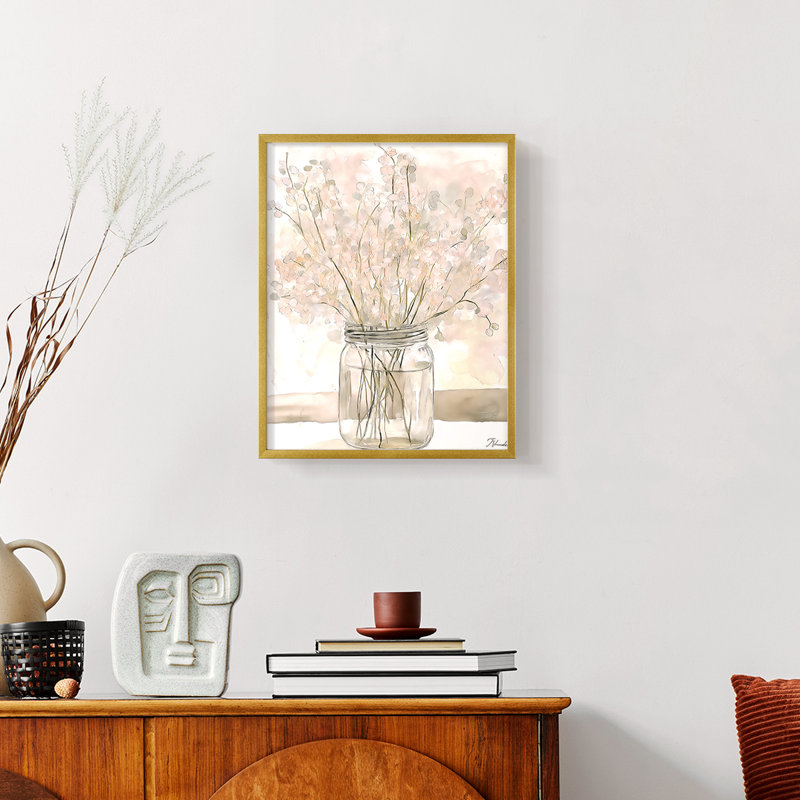 FLORAL Series DLX - Impression encadrée de qualité supérieure - Prêt à accrocher - Aucun clou requis, Doré, H 15 po x l 12 po