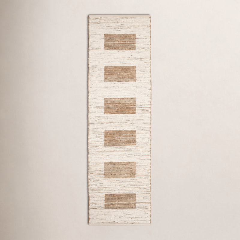 Tapis en jute / coton tissé à la main Milo Ivory, Tapis de couloir 2 pi 6 po x 8 pi