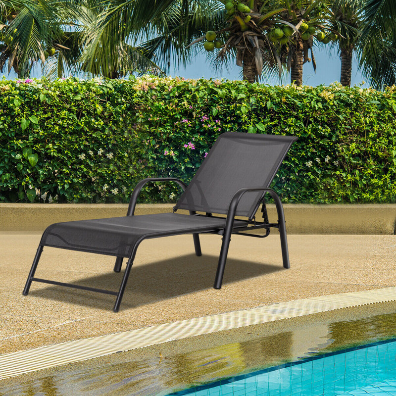 Jaylan Outdoor Chaise Lounge, Black