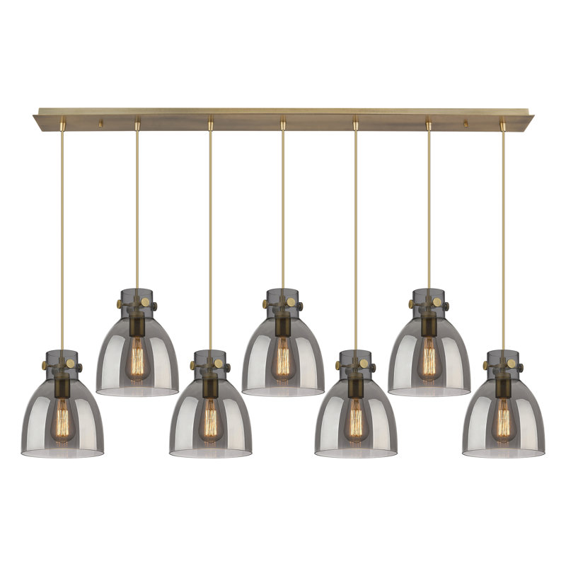 Amrith 7 - Light Bell Pendant, Light Smoke, Brushed Brass