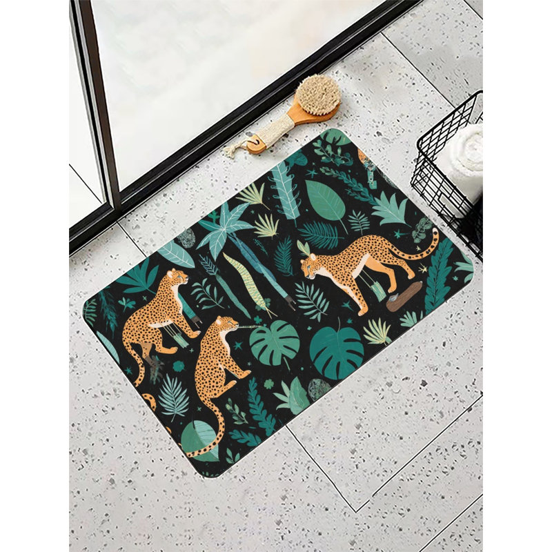 Tapis de bain Jungle Leopard And Leaves - 16 x 24